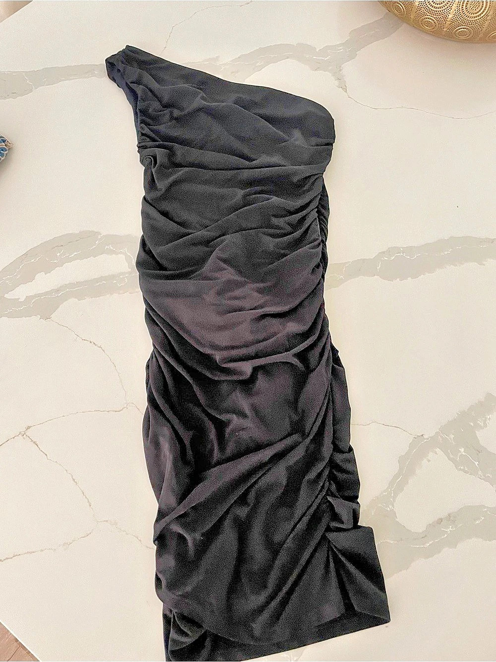 Allison Olivia AIR Ruched Black Maxi Dress Size 10 (runs small) Like New